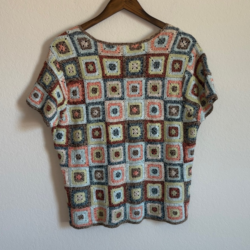 Vintage J. Jill Crochet Button-Up Top - Multicolor, Size Large - Picture 7 of 7